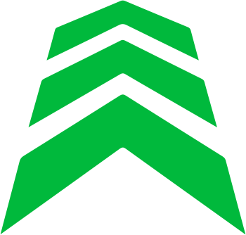 Unser Logo: Drei übereinander stehende grüne Pfeile.