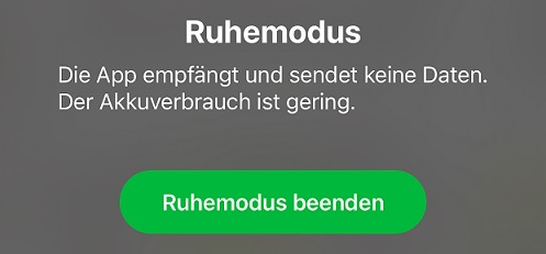 Das Bild zeigt den aktivierten Ruhemodus der App Blitzer.de PRO.