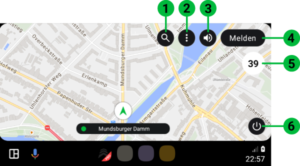 Blitzer.de PRO Android Auto Buttons